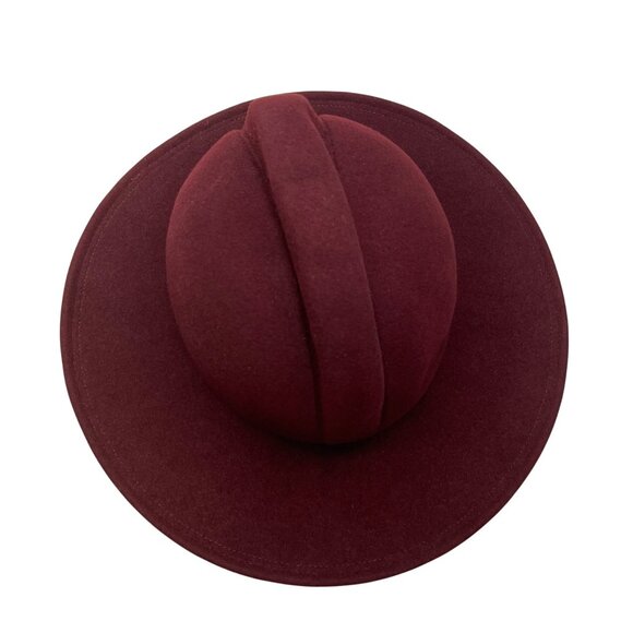 Bill Blass Burgundy Wool Unisex Wide Brim Hat Unique Dome Design Large - Picture 8 of 12